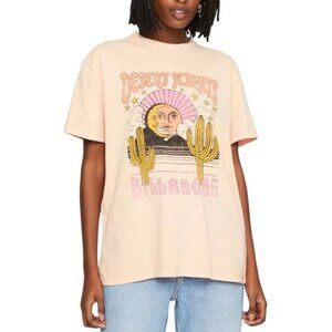BILLABONG Desert Nights Graphic Tee Sz S Light Orange Cotton Loose Fit Sun Moon